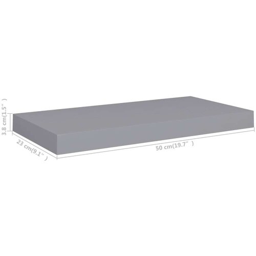 VidaXL plutajuće zidne police 2 kom sive 50 x 23 x 3,8 cm MDF Slike