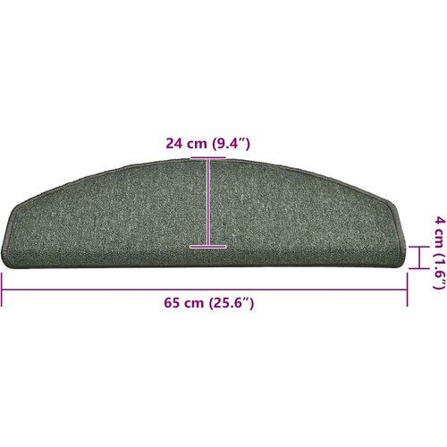  Prostirke za stepenice 30 kom 65x24x4 cm tamnozelene poluokrugle velike Slike