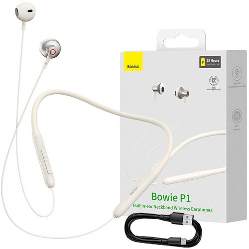 Baseus slušalke Neckband Magnetic Sport Earphones Bowie P1 (kremno-bele), (20970426) Cene