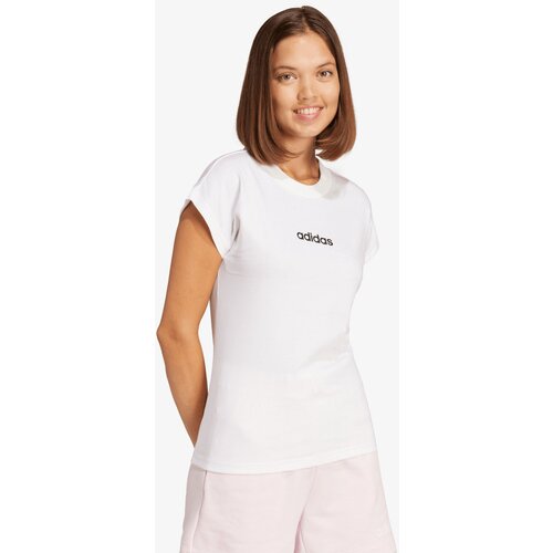 Adidas Bombažna kratka majica Essentials Linear ženska, bež barva, JC8239 Cene