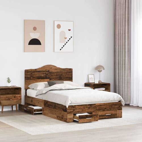  Okvir za krevet Staro drvo 120 x 190 cm Konstruirano drvo Slike