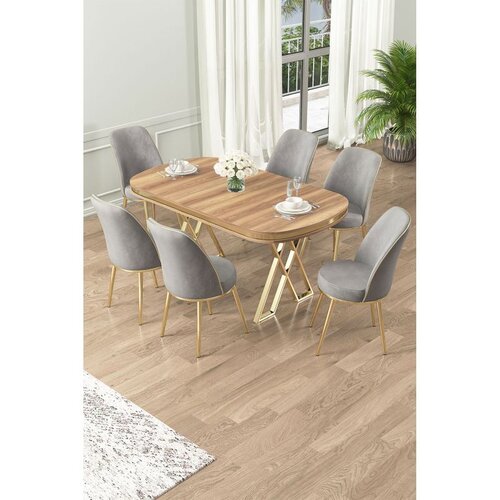 Hanah home Set Trpezarijski sto i 6 stolica Lai, siva Cene