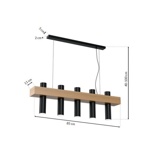  Luster na sajli WEST 5xGU10/25W/230V crni Slike