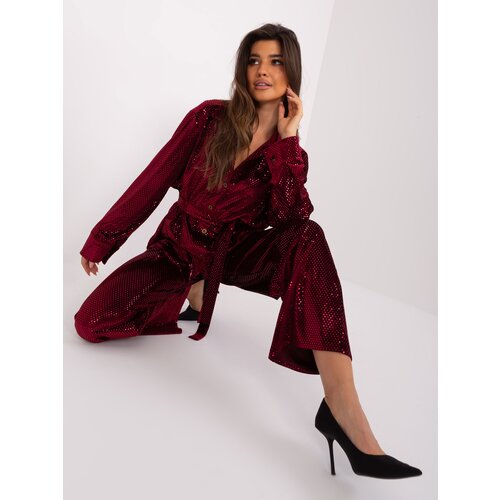 Fashion Hunters Burgundy elegant set with belt Slike