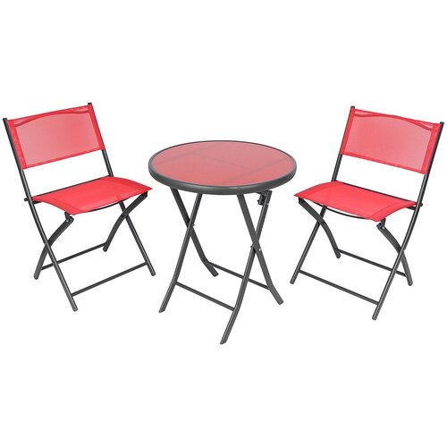  SASKA GARDEN 1056074 balkonski vrtni set &ndash; okrugli stol + 2 sklopive stolice, crveni Cijene