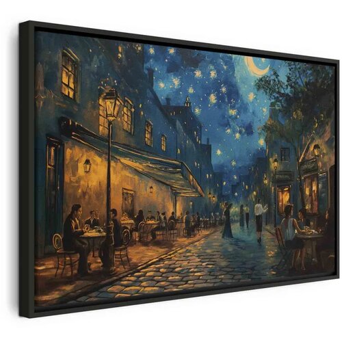  Slika - Paris street &ndash; a painting inspired by Vincent van Gogh\'s style 60x40 U crnom drvenom okviru Cijene