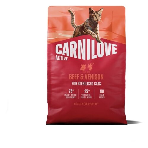 Carnilove Cat Active Adult Sterilised, briketi - govedina in divjačina 2 kg Cene