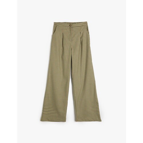 Koton Wide Leg Trousers Pleated Detailed Button Closure Pockets Slike