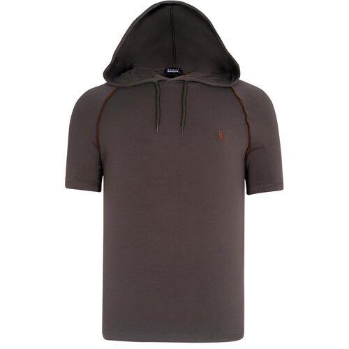 Dewberry T8570 HOODED MEN&amp;#039;S T-SHIRT-PLAIN KHAKI Slike