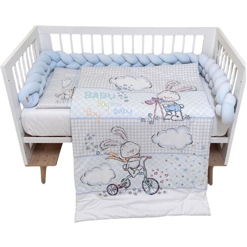 Baby Textil Textil komplet posteljina 4u1 Plavi Zeka Slike