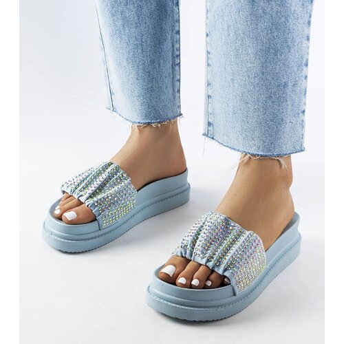 Gemre Blue women&amp;#039;s flip-flops with rhinestones Franet Slike
