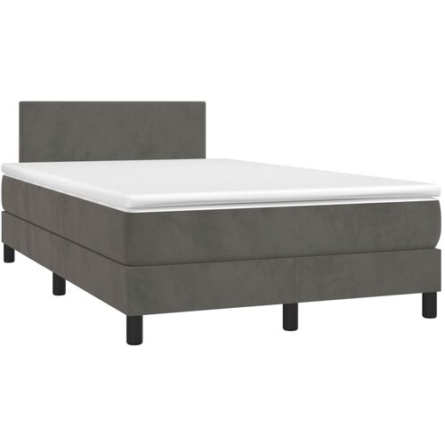 VidaXL Box spring postelja z vzmetnico LED temno siva 120x190 cm žamet Slike