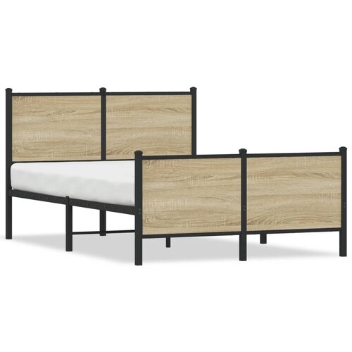 Maison Chic Kovinski Posteljni okvir - Dvoposteljna postelja - Zakonska postelja brez vzmetnice sonoma hrast 120x190 cm, (21694079) Slike