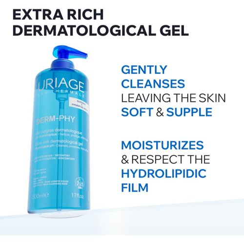 Uriage DERM-PHY Extra Rich Dermatological Gel nežni čistilni gel 1000 ml Slike