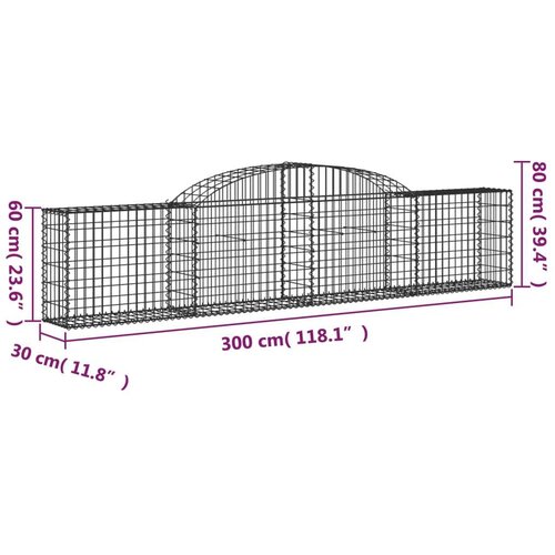  Gabionska košara s lukom 300 x 30 x 60/80 cm pocinčano željezo Cijene