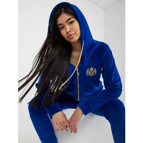 Fashion Hunters Cobalt blue two-piece velour set with trousers