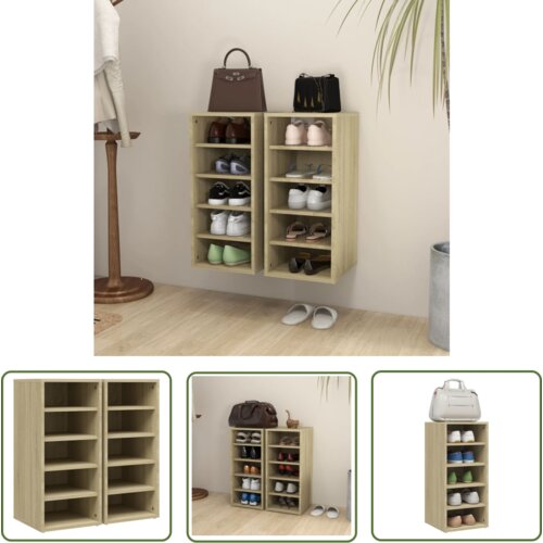 The Living Store Omarica za čevlje 2 kosa sonoma hrast 31,5x35x70 cm iverna pl. - Omara Za Čevlje, (21744657) Cene