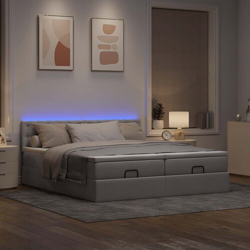VidaXL Otomanski posteljni okvir z vzmetnicami taupe 200x200 cm blago Slike
