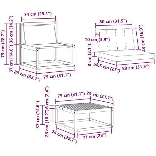  Set vanjskih sofa 7 pcs Bijela i krem 79 x 79 x 37 cm Slike