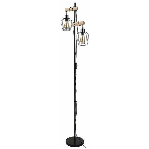 Rabalux fabian, unutrašnja metal-drvena podna lampa, E27 2x Slike