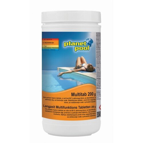 PLANET POOL Klorove tablete z algicidom in flokulantom Planet Pool Multitab (za dezinfekcijo, zatiranje alg, bistrenje bazenske vode, 1 kg/200 g) Slike