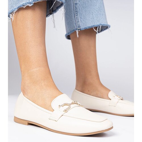 Gemre Beige elegant loafers with rhinestones Banzao Cene