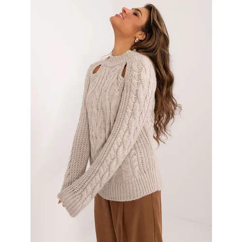 Fashion Hunters Beige women's sweater