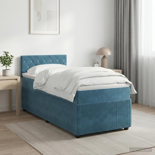  Boxspring krevet s madracem Tamno plava 90 x 190 cm Baršun Cene