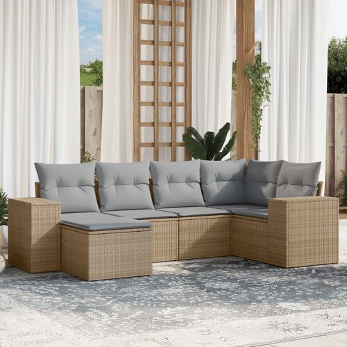 vidaXL 6-dijelni set vrtnih sofa s jastucima bež od poliratana Cijene
