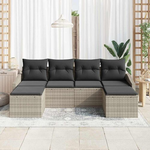  Set sofe 6 kom. Svjetlosiva poliratan 233 x 117 x 85 cm Slike
