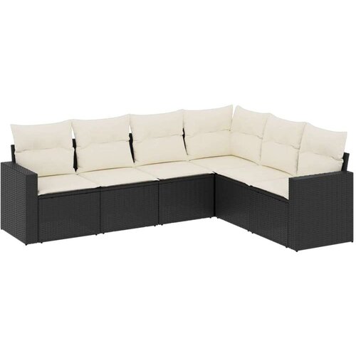VidaXL 6-dijelni set vrtnih sofa s jastucima crni od poliratana Slike