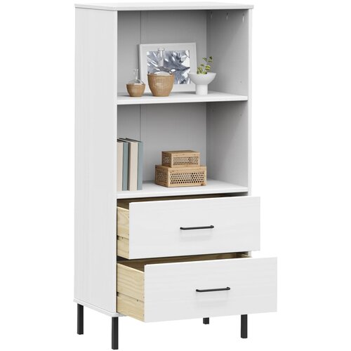  Regal knjige s 2 ladice bijeli 60x35x128,5 cm masivno drvo OSLO Slike