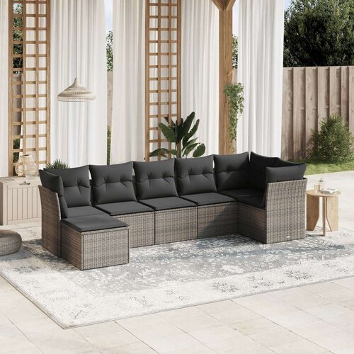  7-dijelni set vrtnih sofa sivi od poliratana Cijene