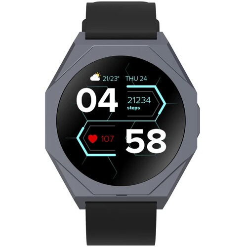 Canyon Otto SW-86, Smart watch Realtek 8762DK LCD 1.3&amp;#039;&amp;#039; LTPS 360X360px, TP G+F 1+gesture 192KB Li-ion polymer battery 3.7v 280mAh,Gun aluminum alloy case middle frame+plastic bottom case+blac Slike
