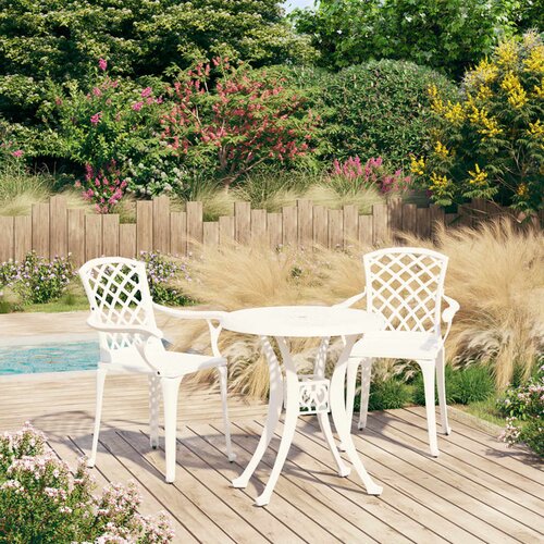 Bistro 3-dijelni bistro set od lijevanog aluminija bijeli Slike