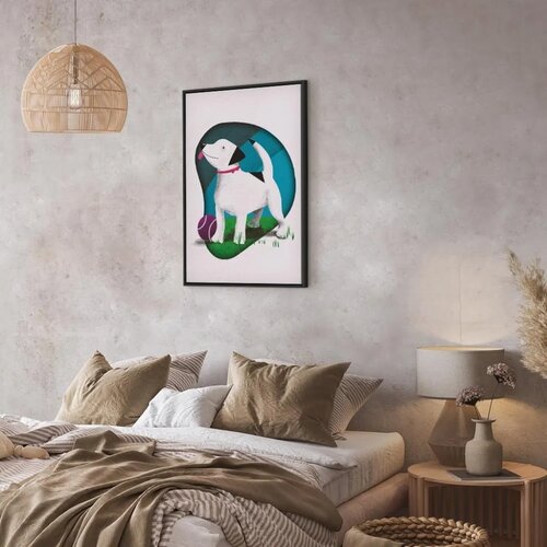  Slika - Dog and Ball (1 Part) Vertical 40x60 U crnom drvenom okviru Slike