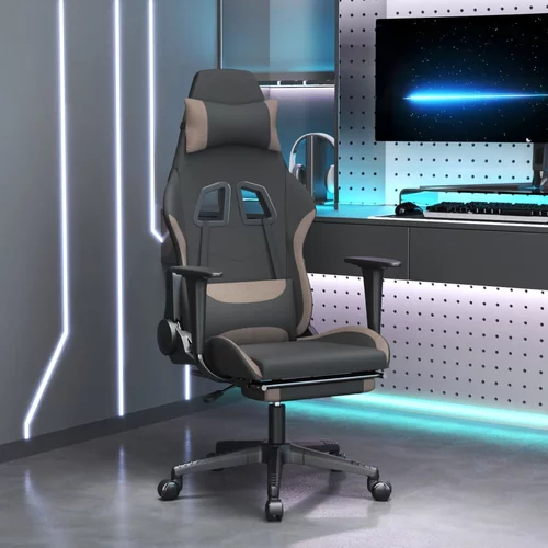 vidaXL Igraća stolica od tkanine s osloncem za noge crno-smeđesiva