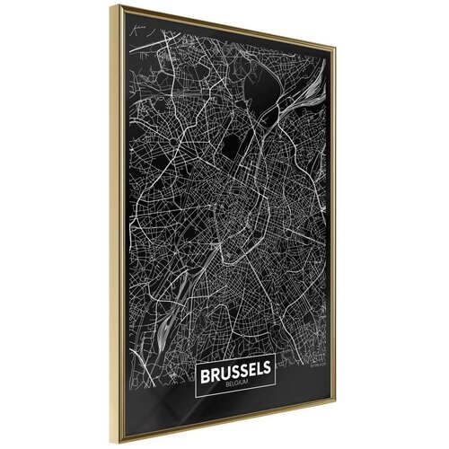  Poster - City Map: Brussels (Dark) 40x60 Slike