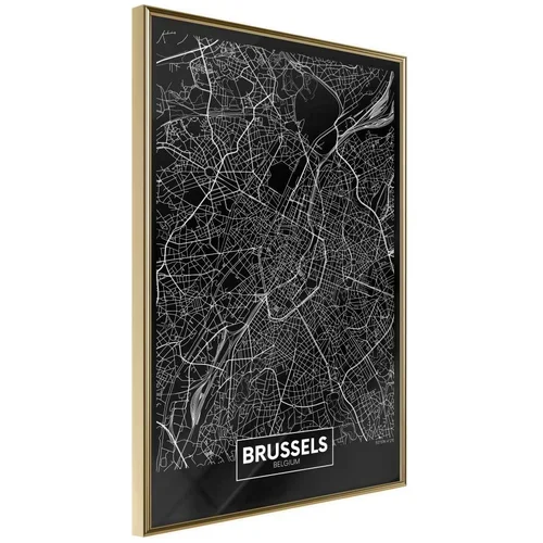  Poster - City Map: Brussels (Dark) 40x60