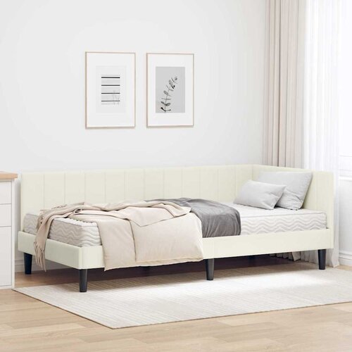 VidaXL Kutni okvir kreveta s madracem Krema 100 x 200 cm Bar&amp;scaron;un Slike