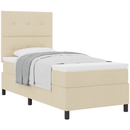  Krevet s opruga kutije s uzglavljem Krema 100 x 200 cm tkanina Slike