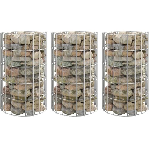 vidaXL Okrogle visoke grede gabion 3 kosi pocinkano jeklo Ø30x50 cm Cene