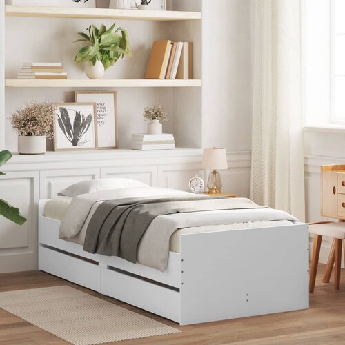  The Living Store Posteljni okvir s predali bel 100x200 cm - Posteljni Okvir, (21502803) Slike