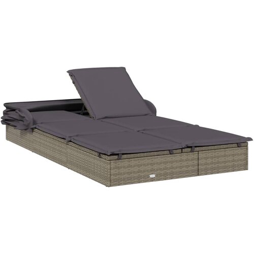 LEŽAJ za sunčanje za 2 osobe sivi 213 x 118 x 97 cm poliratan Slike