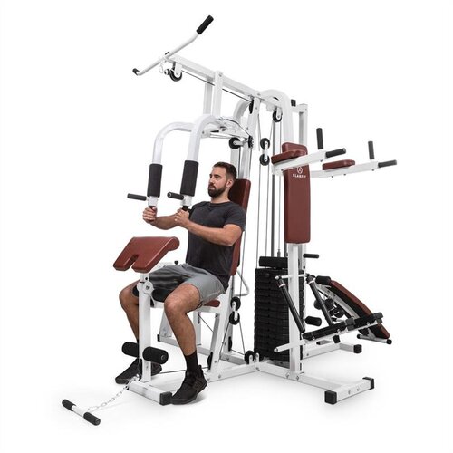 Klarfit ultimate gym 9000, 7 postaj, do 120 kg, qr jeklo, bela Slike