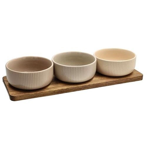  SET ZDJELICA 3/1 NA DRVENOM PODLO&amp;Scaron;KU 32CM TAPAS Slike