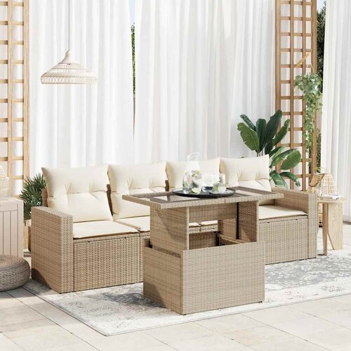 vidaXL 5-dijelni vrtni set sofa s jastucima bež od poliratana Cijene