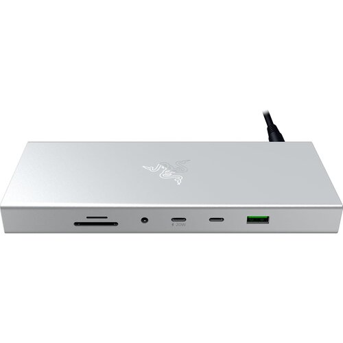Razer USB 4 Dock Mercury priključna postaja srebrne barve Slike