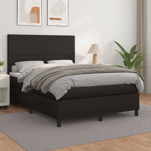  Box spring postelja z vzmetnico črn 140x190 cm umetno usnje, (20899037) Slike