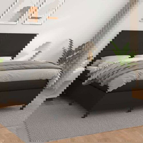  Krevet s oprugama i madracem crni 140 x 190 cm od umjetne kože Slike